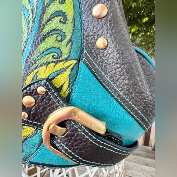 RARE Isabella Fiore Hand-Painted Hummingbird Art Bag - Picture 4 of 16